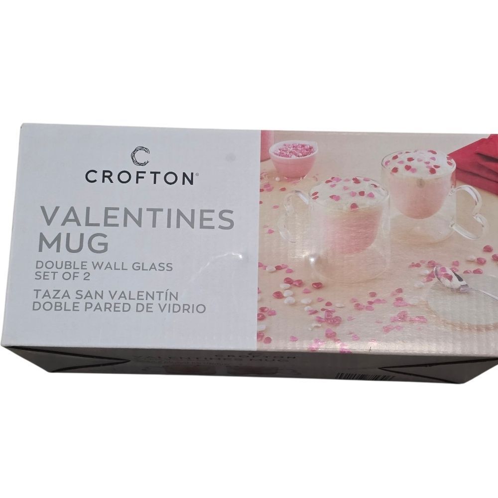 Croton Valentines Mug Set - Double Wall Heart Mug Set